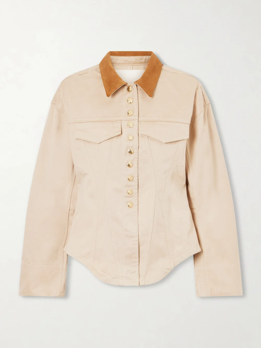 Rùadh The Lennox Suede-trimmed Organic Cotton-twill Jacket in taupe