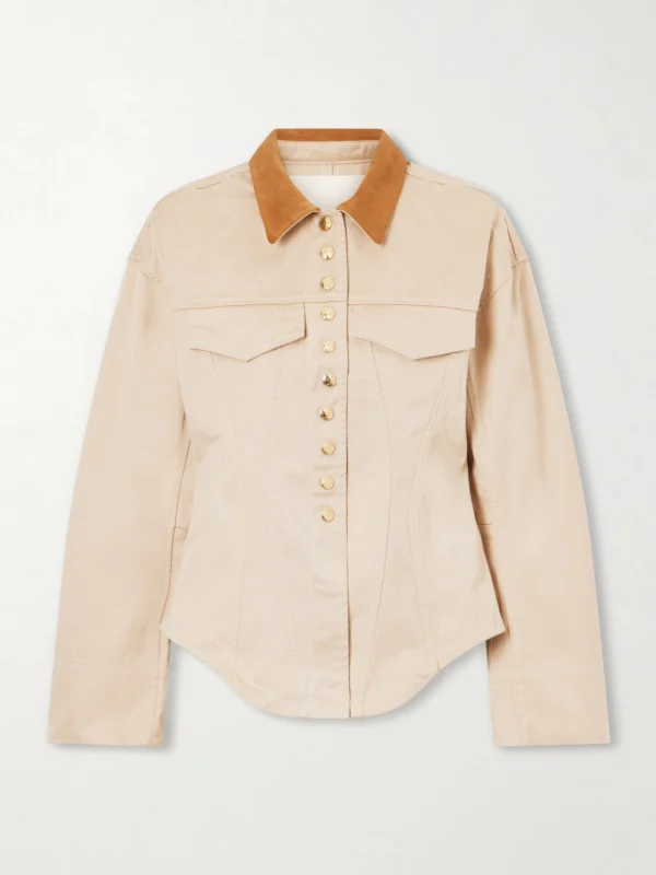 Rùadh The Lennox Suede-trimmed Organic Cotton-twill Jacket