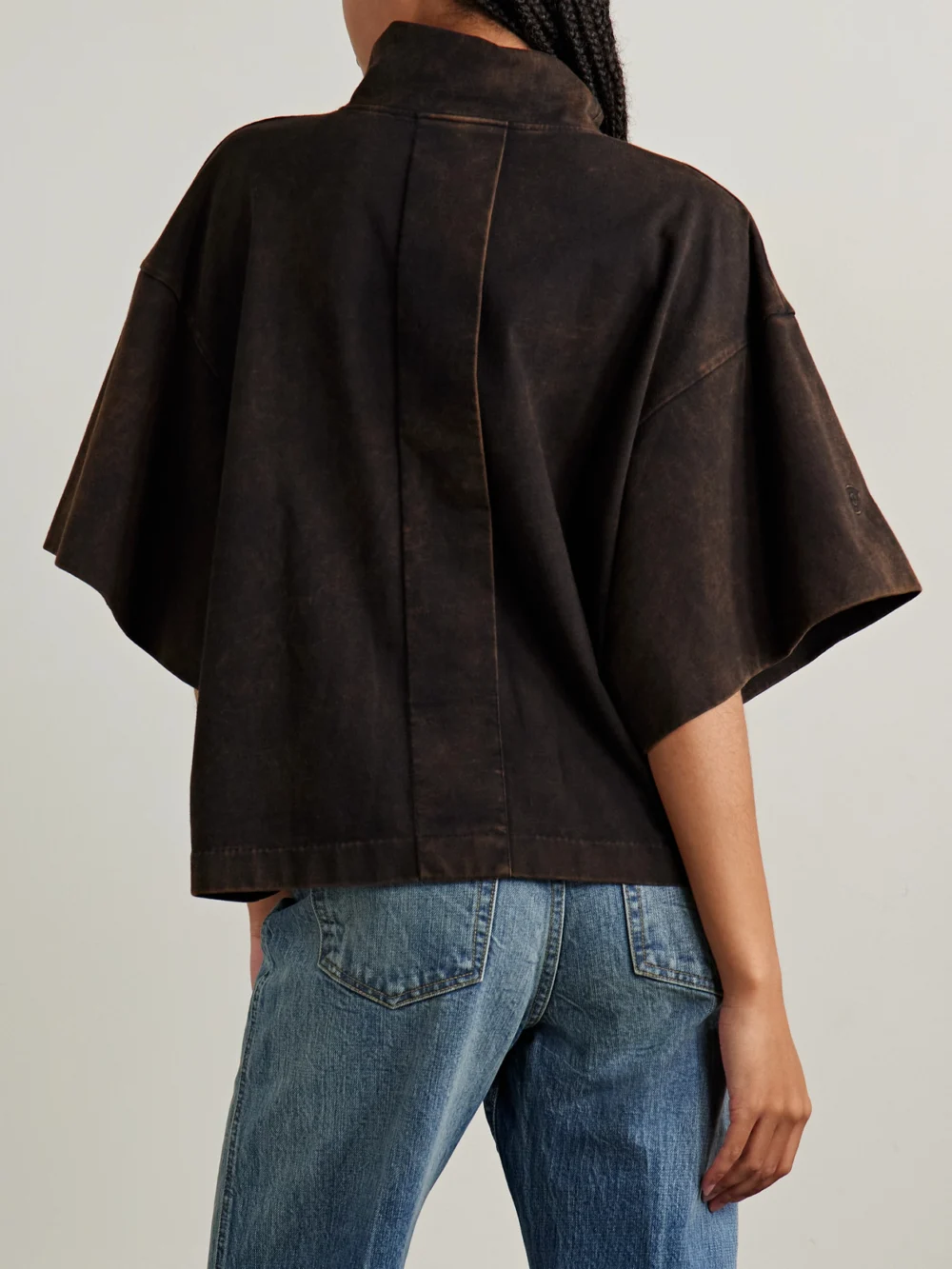 Back view of the Rùadh The Orbital Organic Cotton-jersey Turtleneck T-shirt