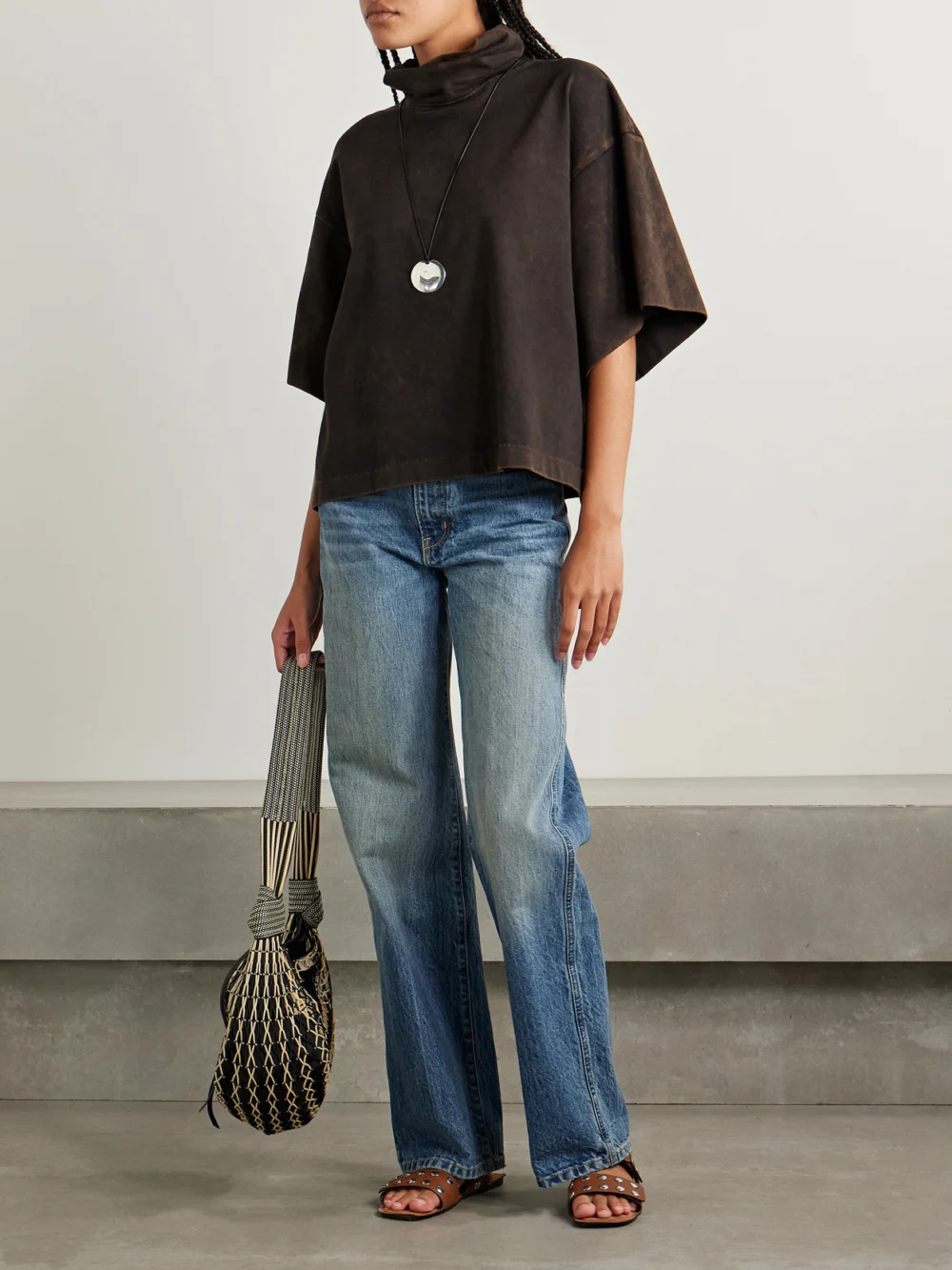 Rùadh The Orbital Organic Cotton-jersey Turtleneck T-shirt, worn by a model