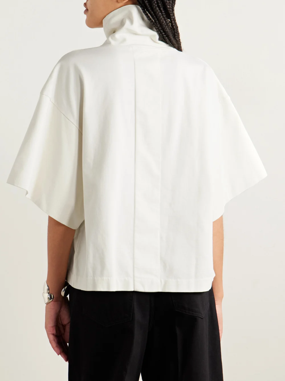 Back view of the Rùadh The Orbital Organic Cotton-jersey Turtleneck T-shirt