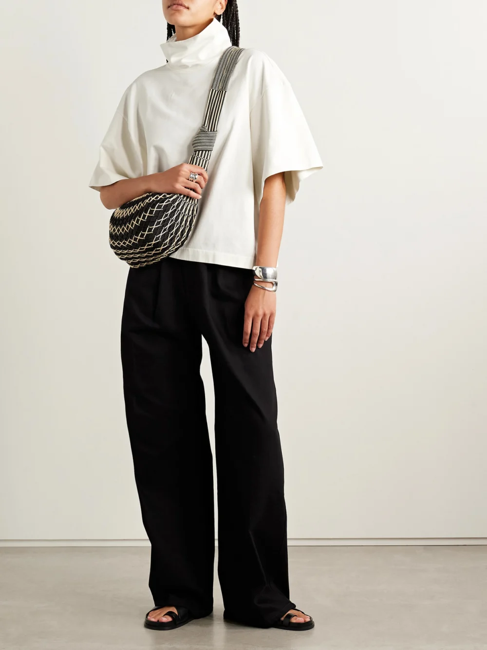 Rùadh The Orbital Organic Cotton-jersey Turtleneck T-shirt, worn by a model