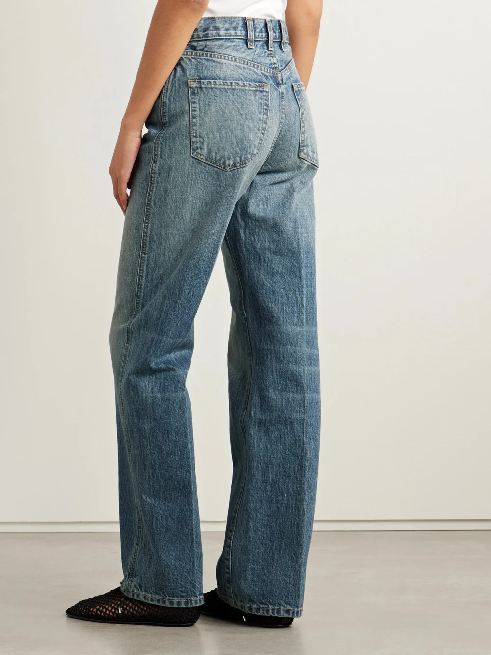 Back view of the Rùadh The Quinn High-rise Straight-leg Jeans