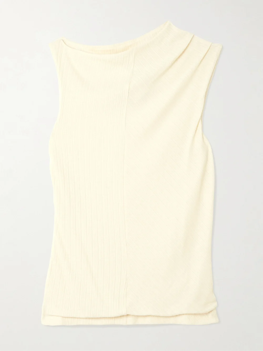 Rùadh Toga Draped Ribbed Organic Cotton and Modal-blend Top in cream
