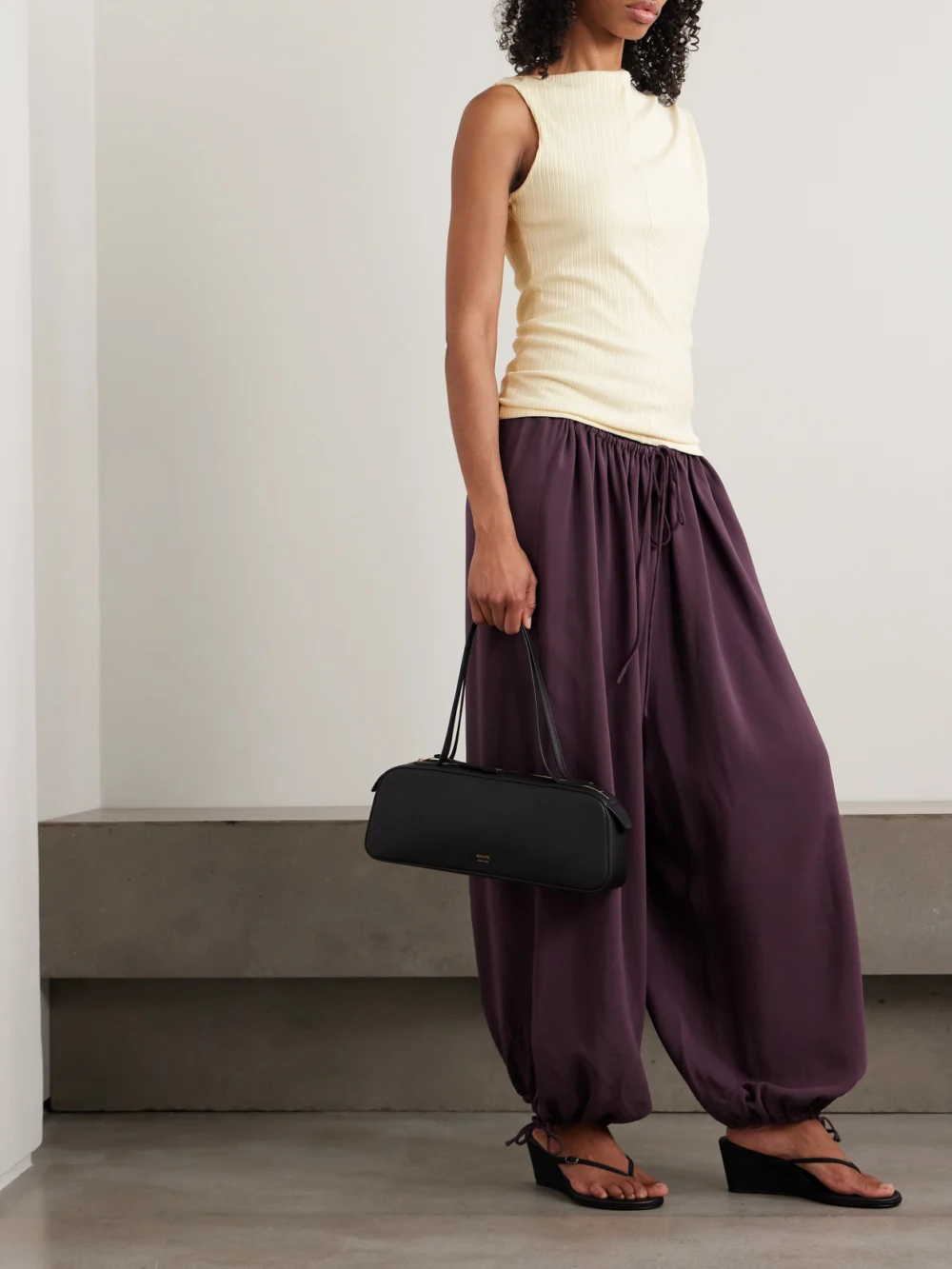 Rùadh Toga Draped Ribbed Organic Cotton and Modal-blend Top, worn by a model