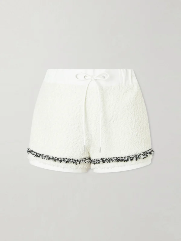 Sacai Canvas-trimmed Bouclé-tweed Shorts