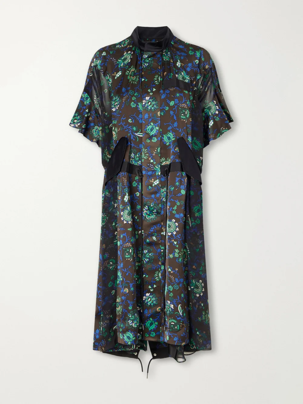 Sacai Floral-print Satin Midi Dress in multi