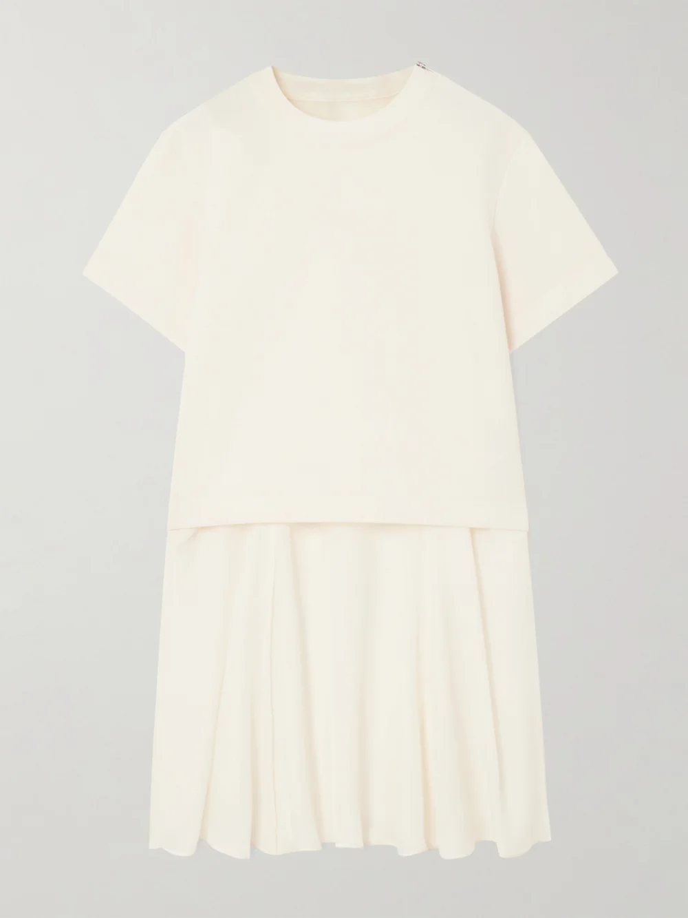 Sacai Layered Canvas and Chiffon T-shirt in white