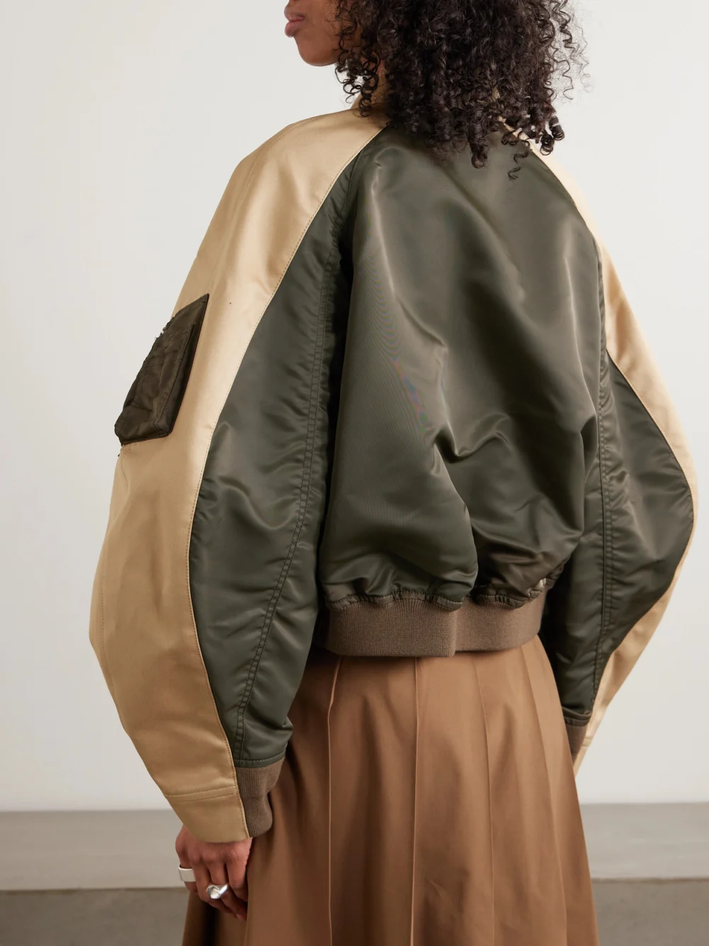Back view of the Sacai Oversized Cotton-canvas and Shell Bomber Jacket