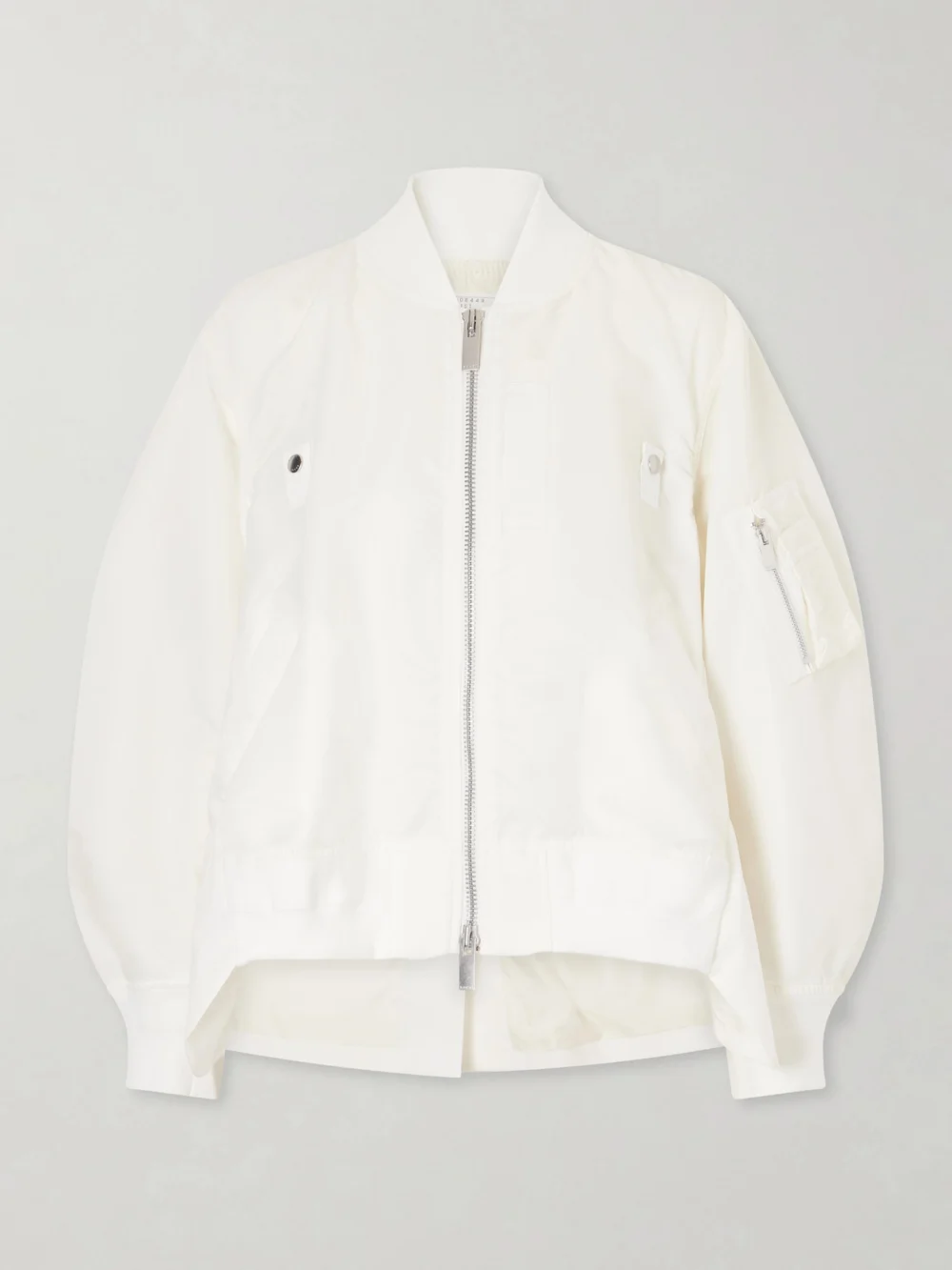 Sacai Padded Twill Bomber Jacket in off-white