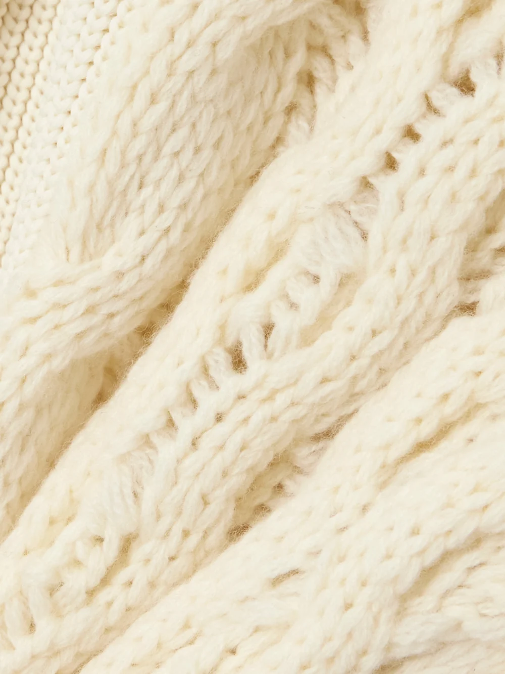 Close-up detail of the Sacai Paneled Cable-knit Wool Sweater
