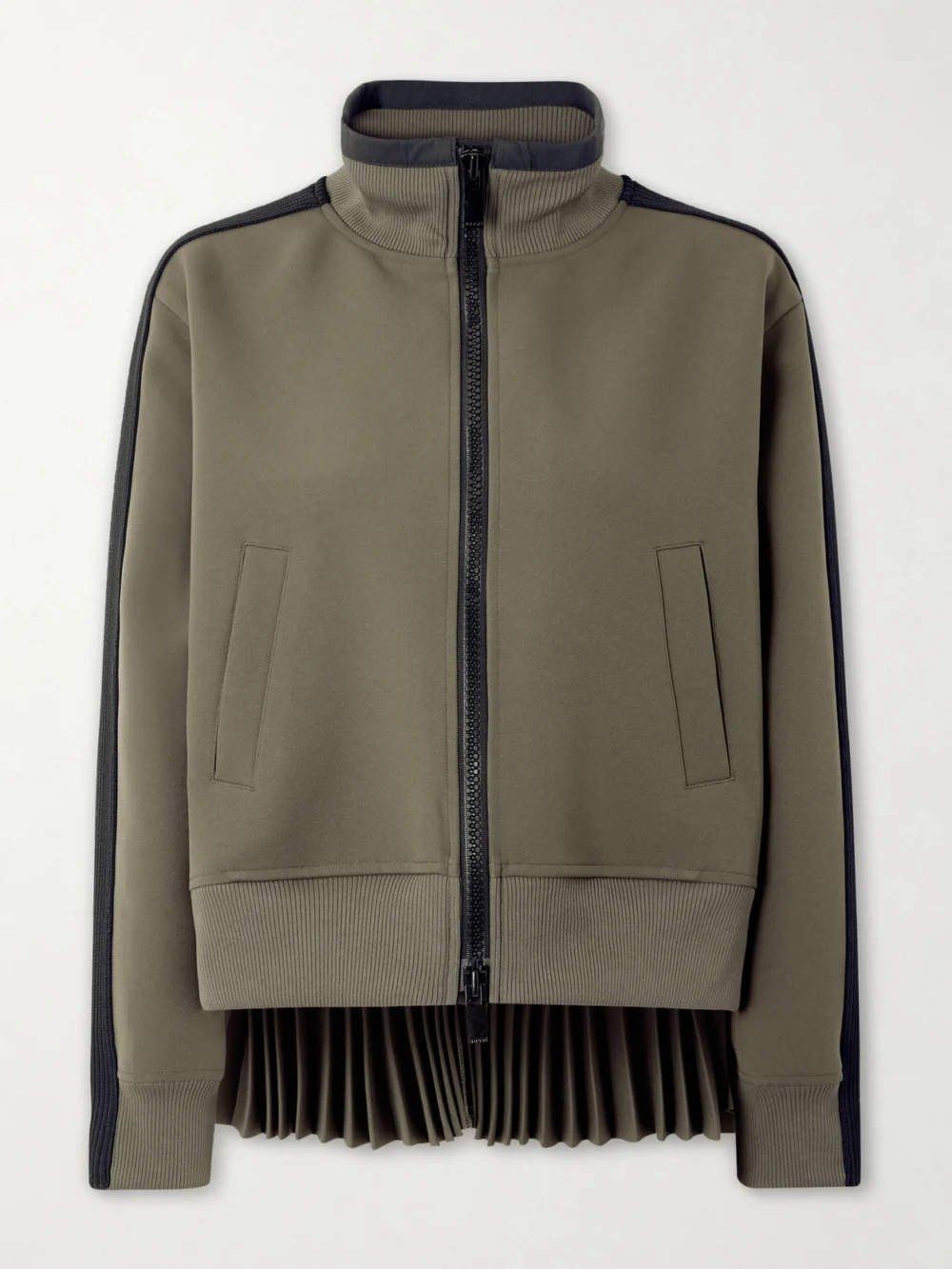 Sacai Pleated Tech-jersey Blouson Jacket in green