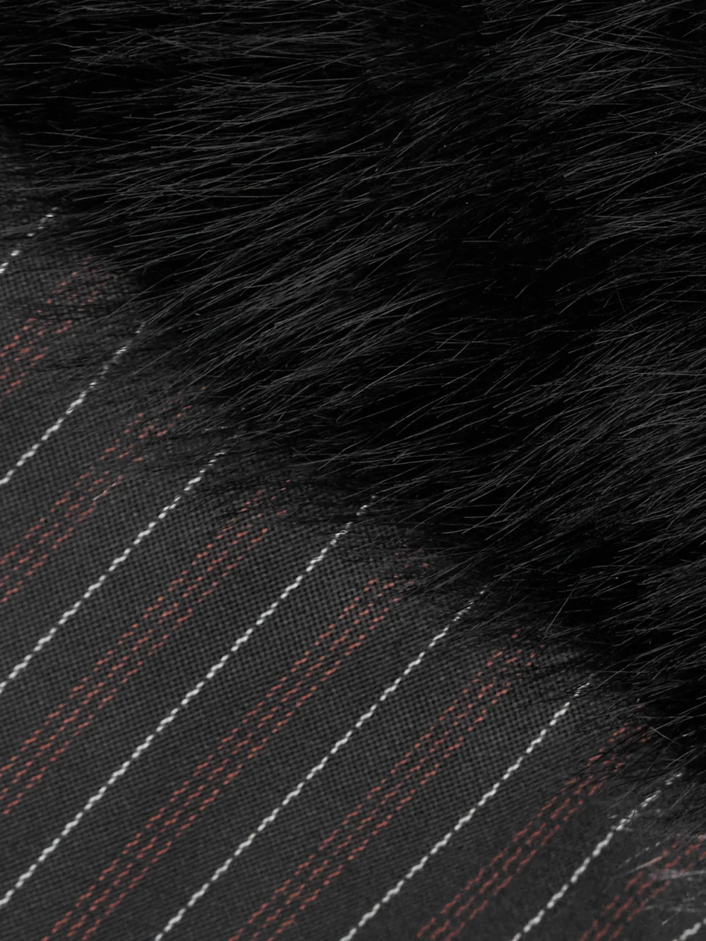 Close-up detail of the Sacai Plush-trimmed Striped Woven Top