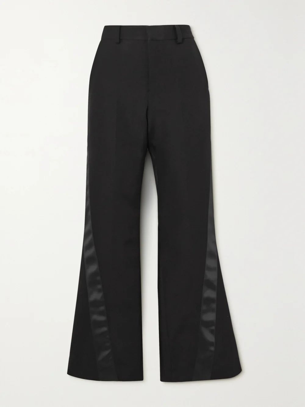 Sacai Satin-trimmed Silk and Cotton-blend Flared Pants in black