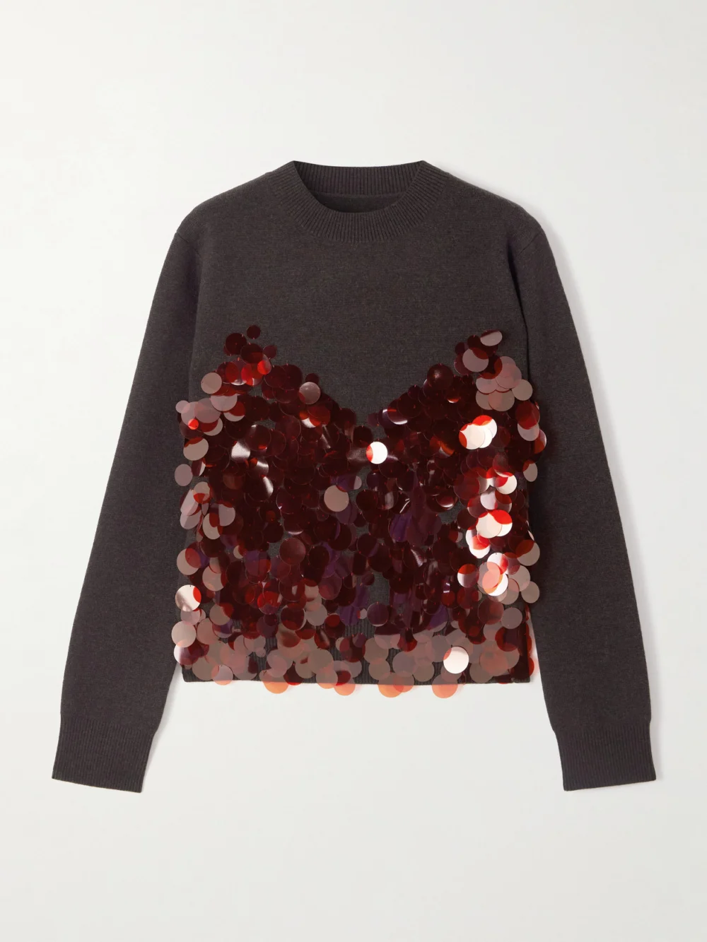 Sacai Sequined Wool Sweater in brown