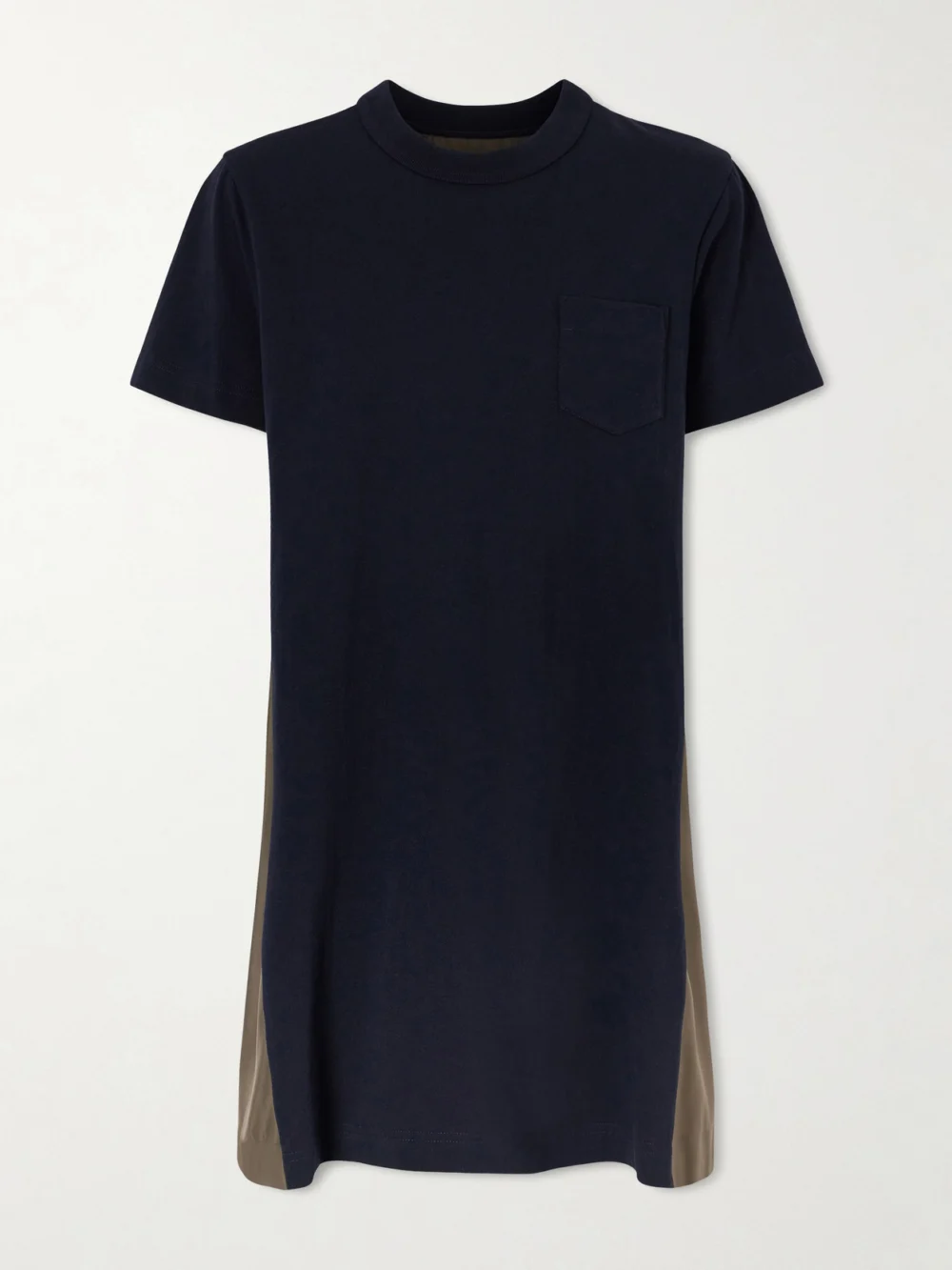 Sacai Shell-paneled Cotton-blend Jersey Mini Dress in navy