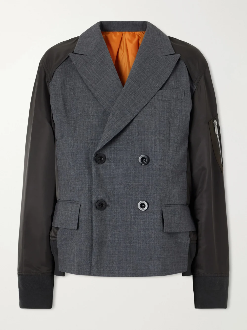 Sacai Shell-trimmed Wool Blazer in green