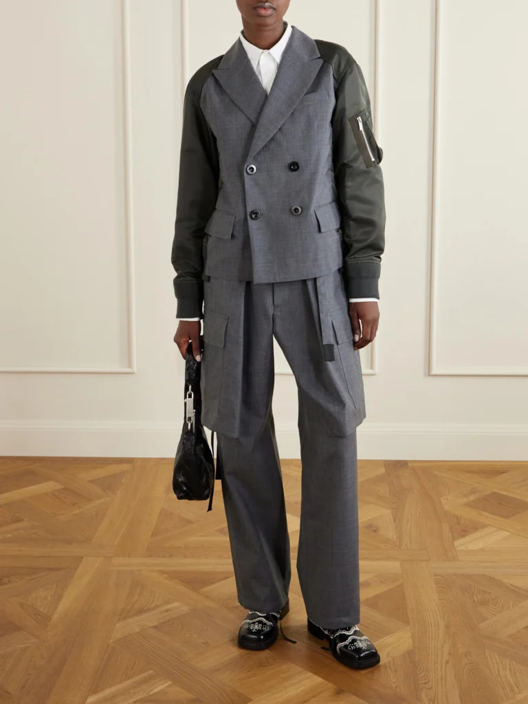 Sacai Shell-trimmed Wool Blazer