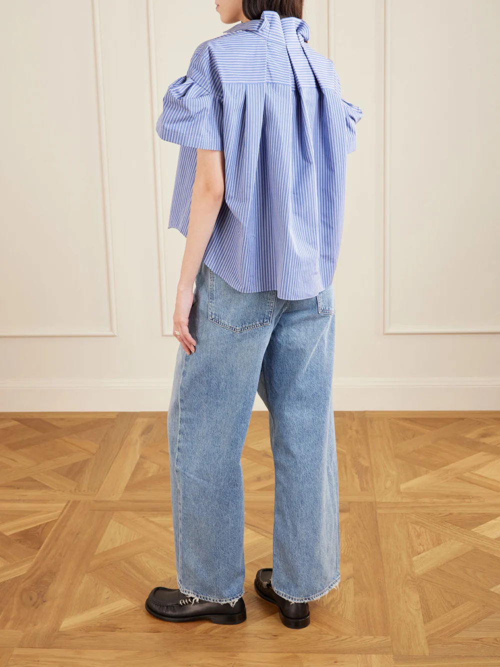 Back view of the Sacai Striped Cotton-blend Poplin Shirt
