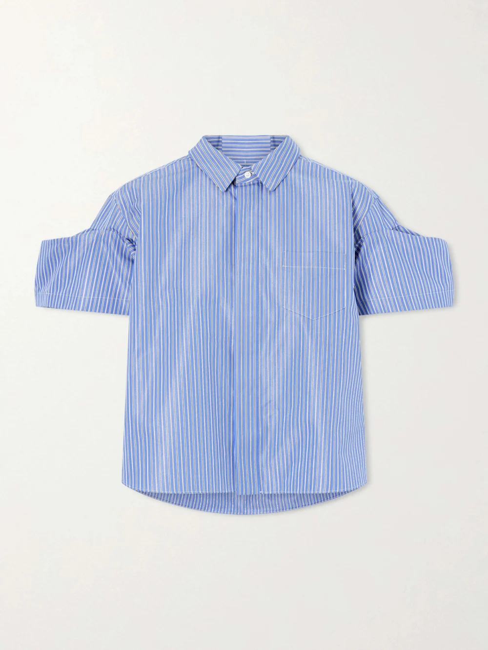 Sacai Striped Cotton-blend Poplin Shirt in blue