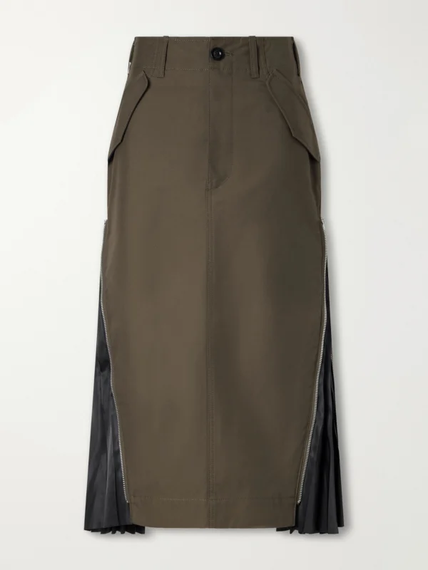 Sacai Weather Cotton-twill Midi Skirt