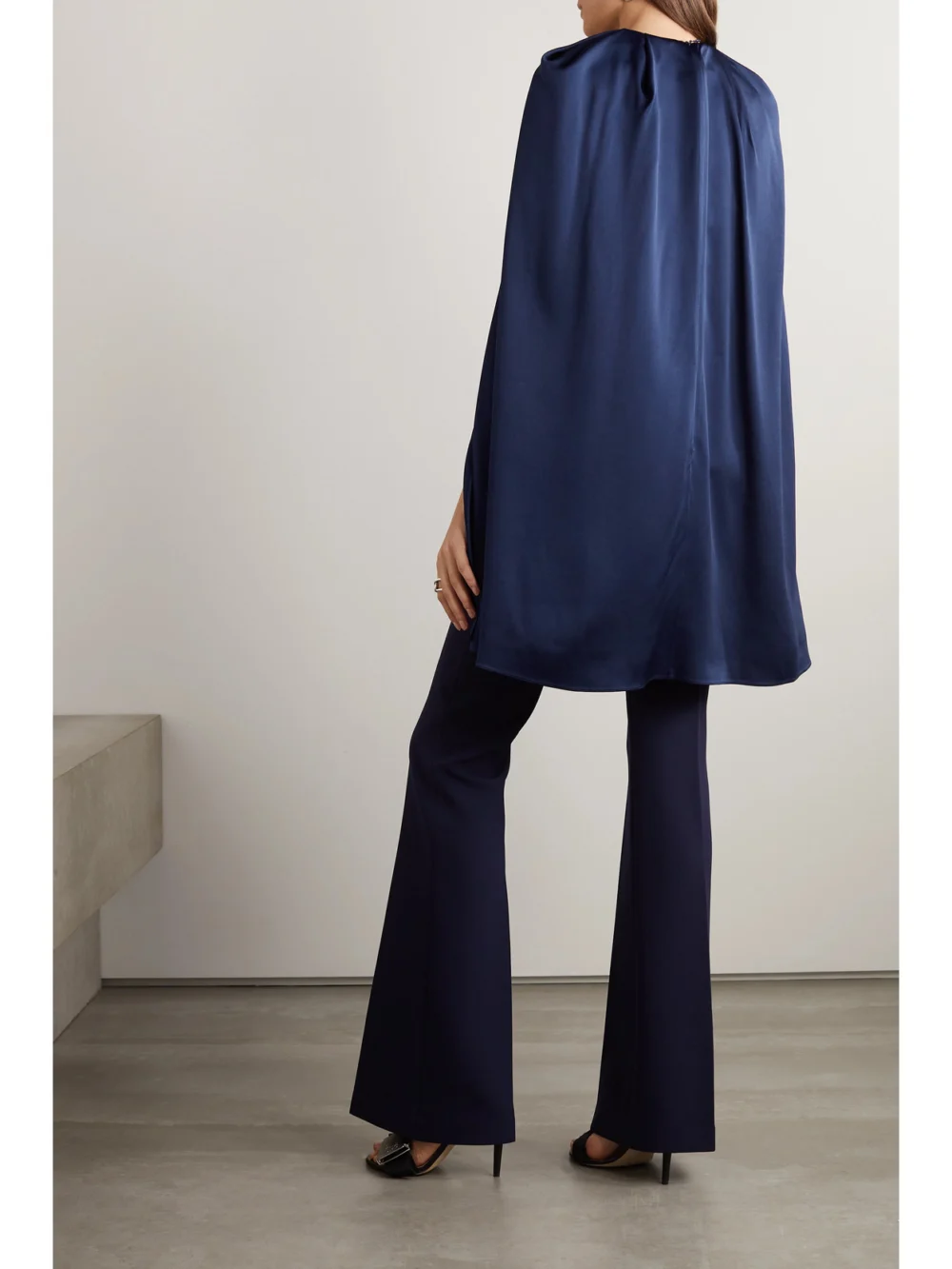 Back view of the Safiyaa Aisling Embellished Stretch-cady and Satin Jumpsuit
