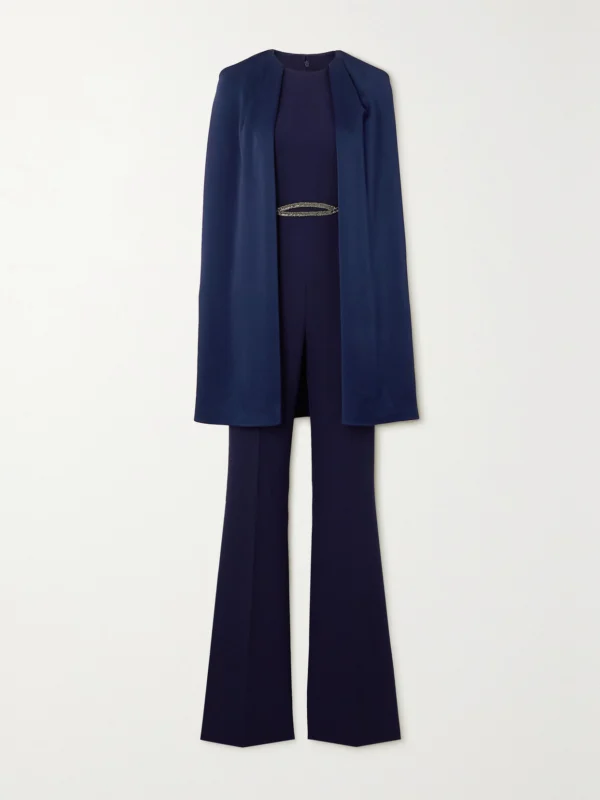 Safiyaa Aisling Embellished Stretch-cady and Satin Jumpsuit