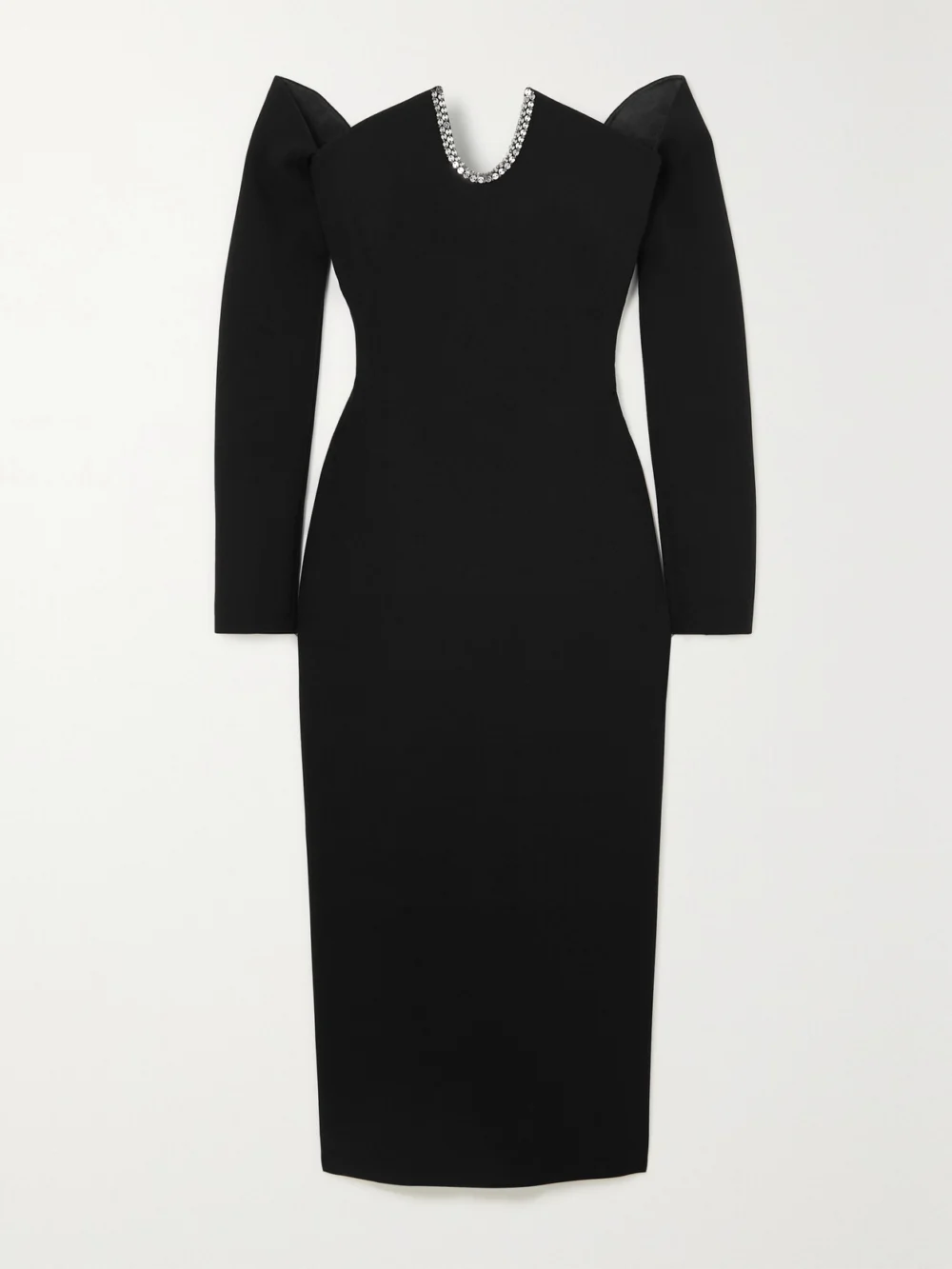 Safiyaa Bessy Off-the-shoulder Embellished Stretch-crepe Midi Dress in black