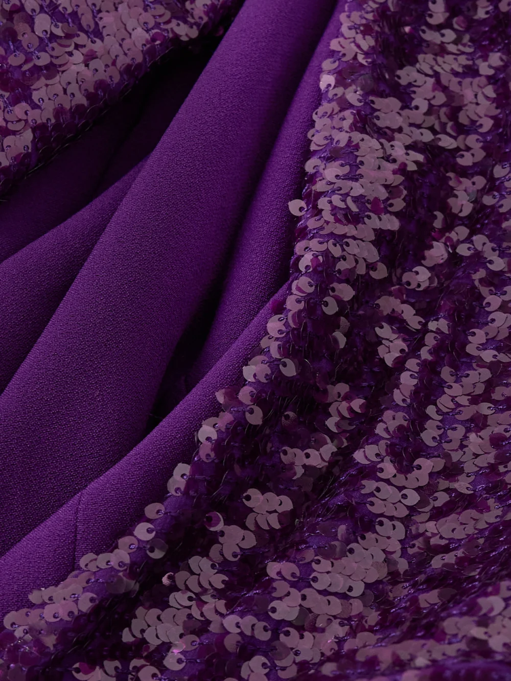 Close-up detail of the Safiyaa Cadenza Cape-effect Sequined Georgette and Stretch-crepe Gown