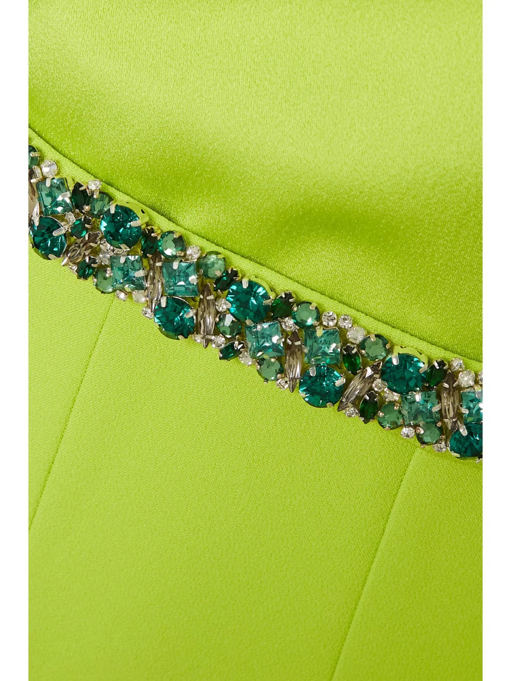 Close-up detail of the Safiyaa Cara Draped Satin and Crepe Jumpsuit