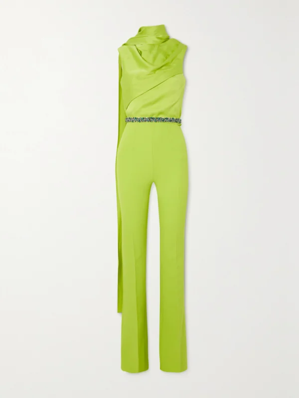 Safiyaa Cara Draped Satin and Crepe Jumpsuit