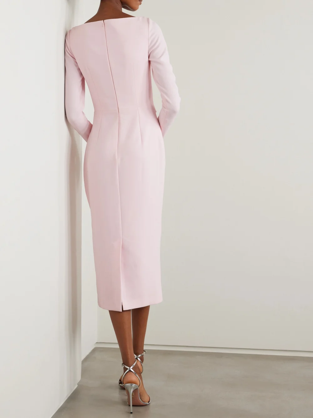 Back view of the Safiyaa Craina Draped Crepe Midi Dress