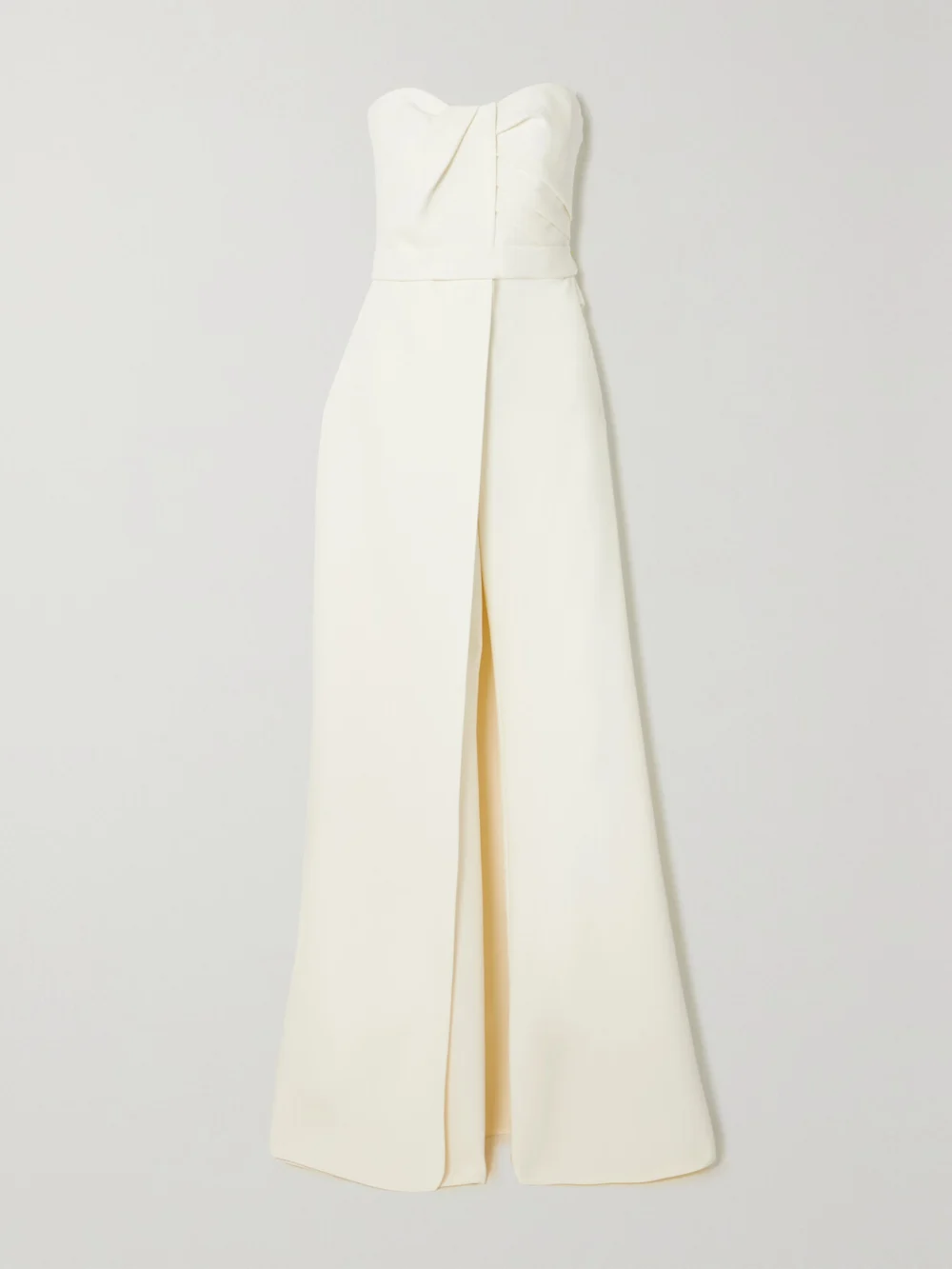 Safiyaa Layered Strapless Crepe Jumpsuit in ivory