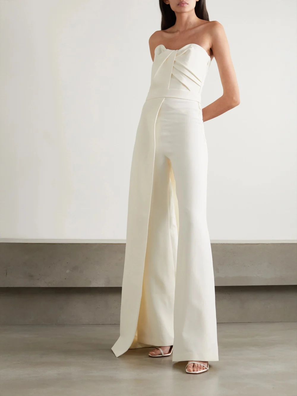 Safiyaa Layered Strapless Crepe Jumpsuit, worn by a model