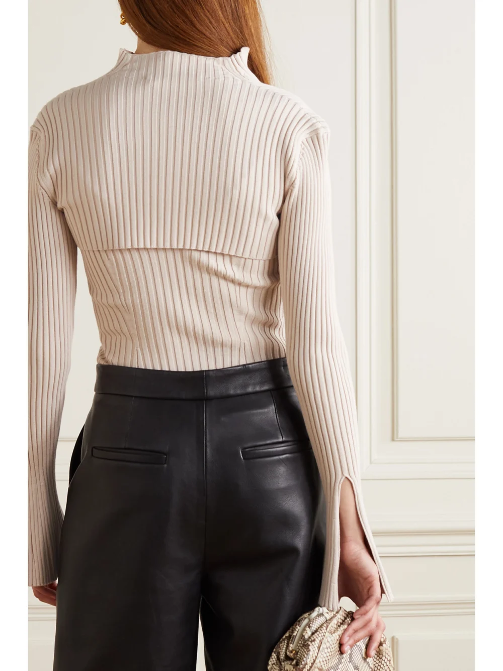 Back view of the Safiyaa Nouvel Ribbed-knit Sweater and Tank Set