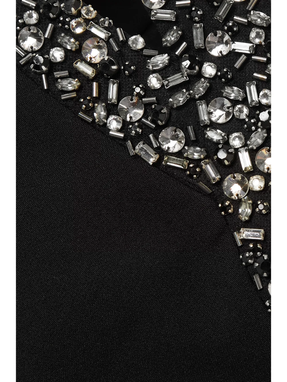 Close-up detail of the Safiyaa Roisin Off-the-shoulder Cutout Embellished Crepe Top