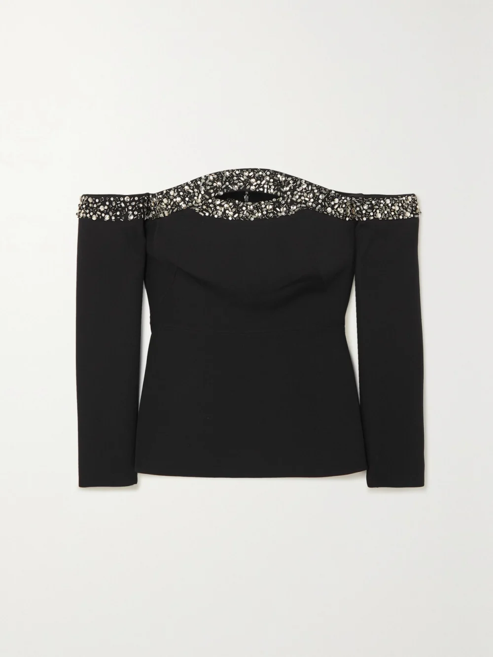 Safiyaa Roisin Off-the-shoulder Cutout Embellished Crepe Top in black