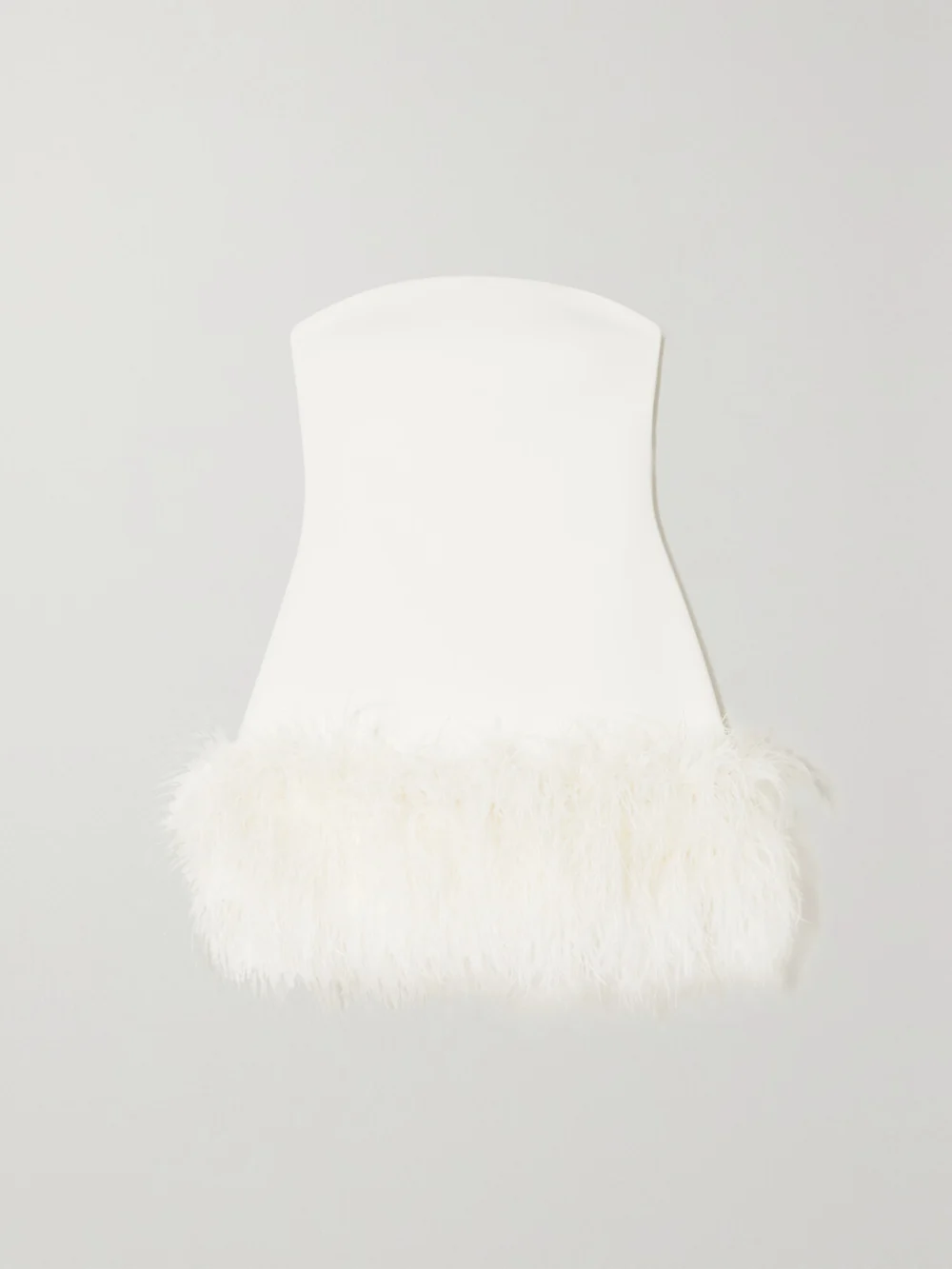 Safiyaa Rowan Strapless Feather-trimmed Stretch-crepe Mini Dress in white
