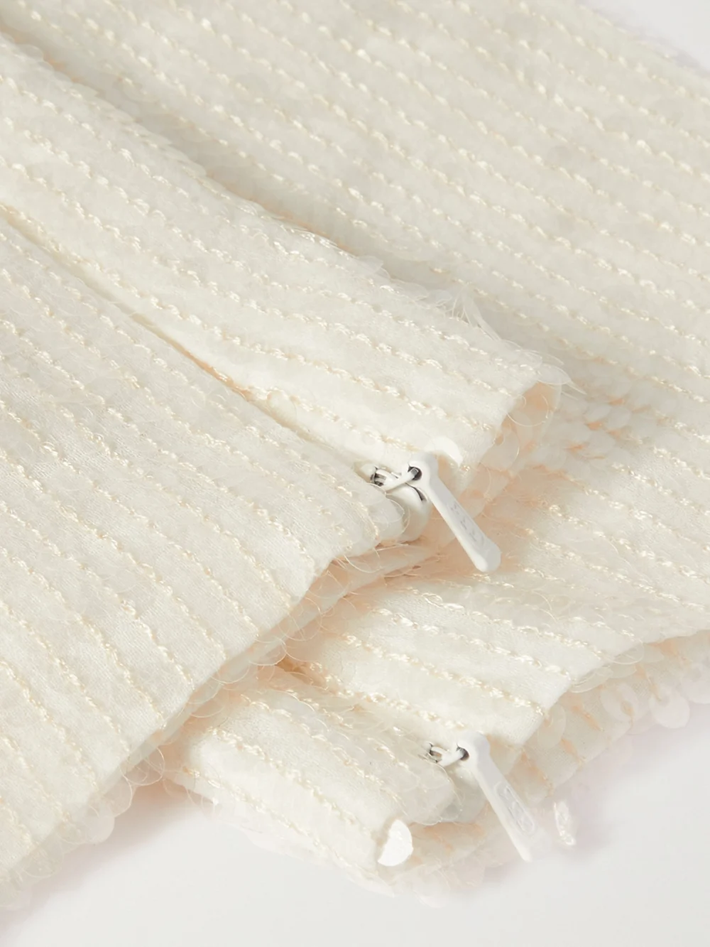 Close-up detail of the Safiyaa Sequined Satin Gloves