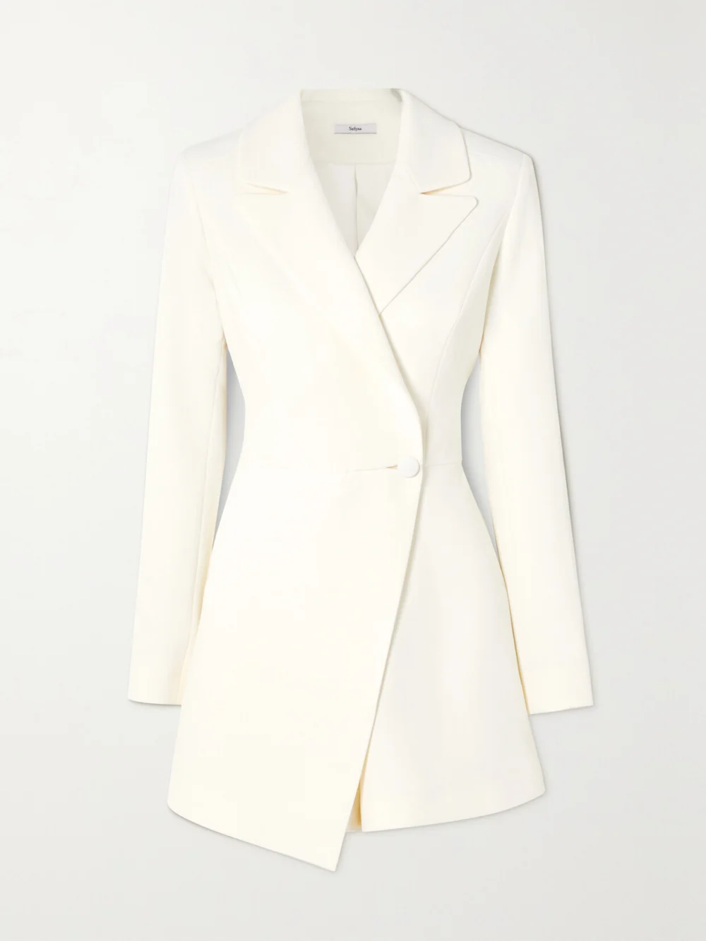 Safiyaa Trinidad Asymmetric Crepe Playsuit in ivory