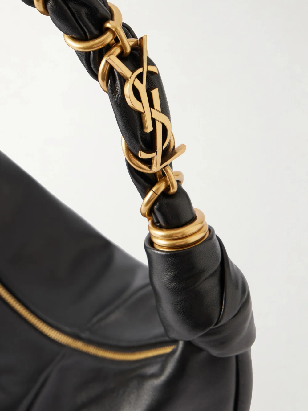 Close-up detail of the Saint Laurent Amalia Leather Shoulder Bag