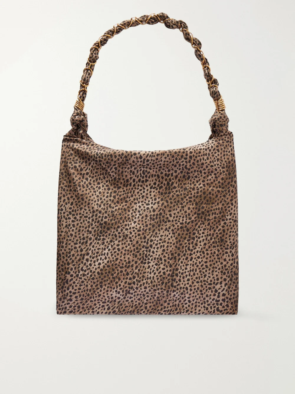 Back view of the Saint Laurent Amalia Medium Leopard-print Silk-satin Tote