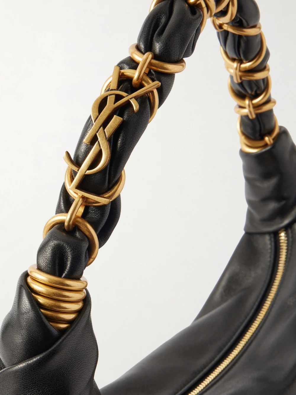 Close-up detail of the Saint Laurent Amalia Mini Leather Top-handle Bag