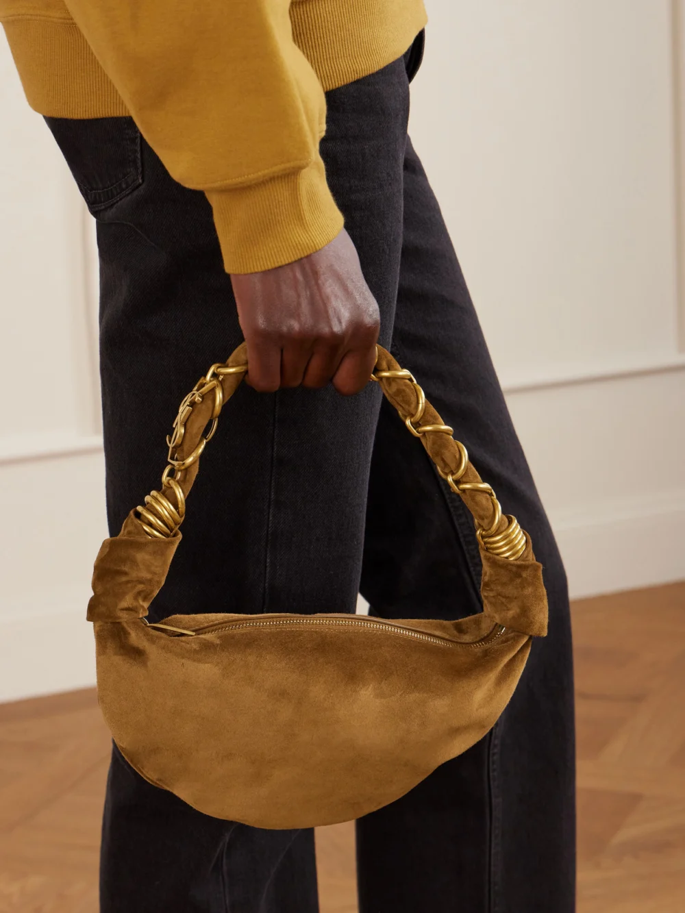 Saint Laurent Amalia Mini Suede Shoulder Bag, styled view
