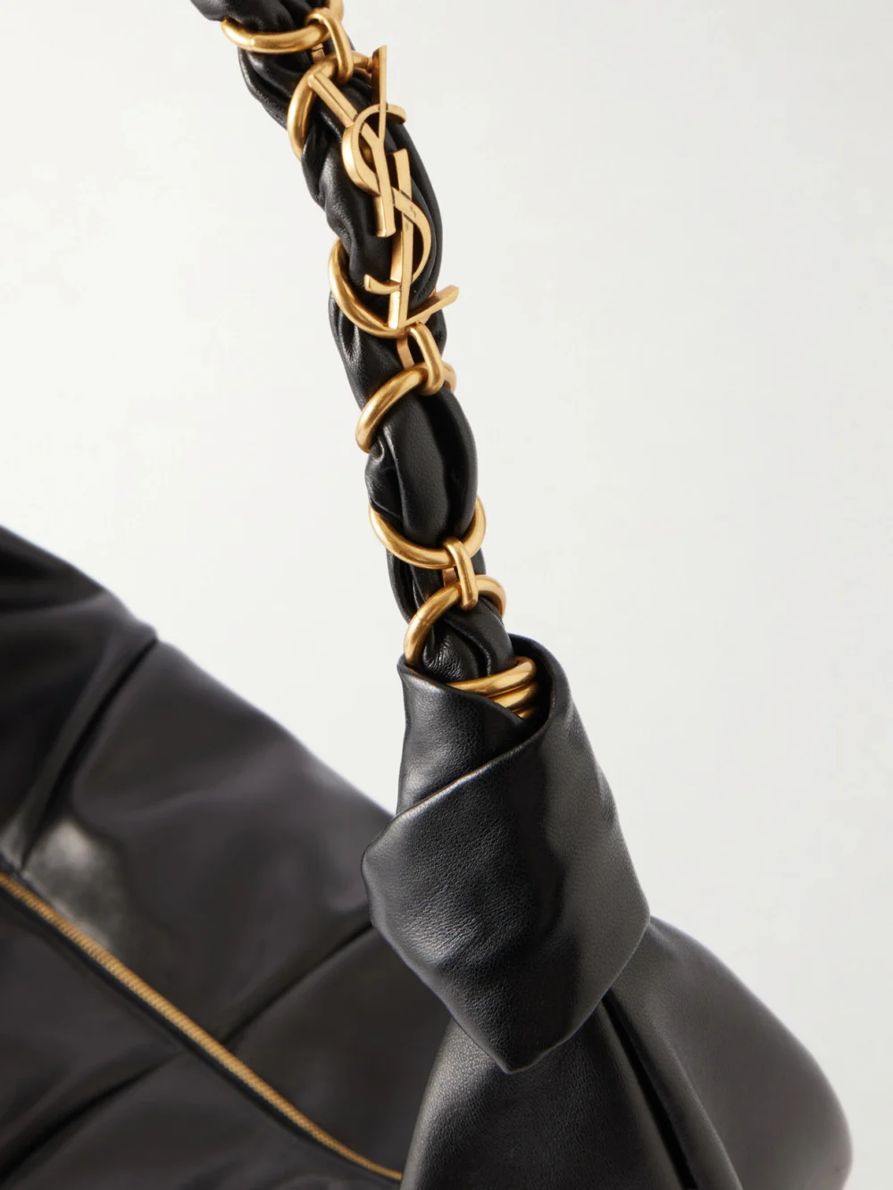 Close-up detail of the Saint Laurent Amalia Small Leather Shoulder Bag