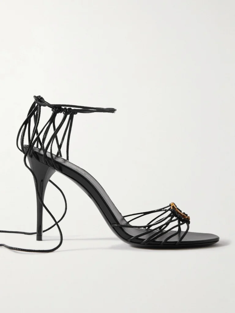 Saint Laurent Babylone Cassandre-embellished Knotted Leather Sandals