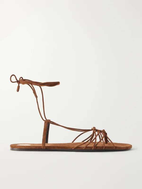 Saint Laurent Babylone Cassandre-embellished Lace-up Suede Sandals