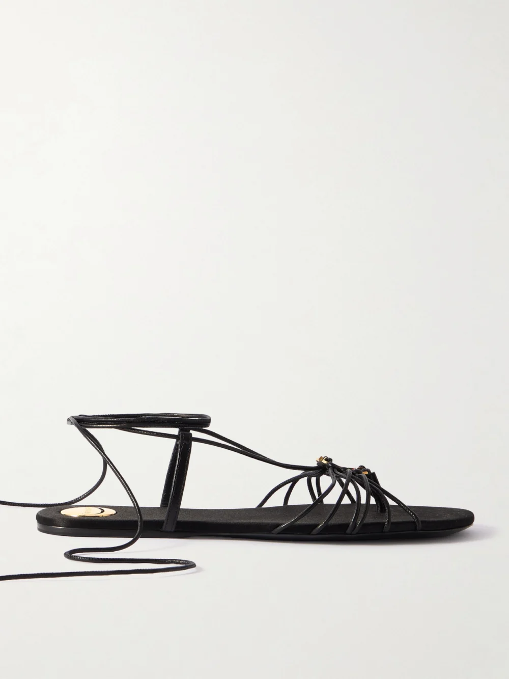 Saint Laurent Babylone Cassandre-embellished Leather Sandals in black