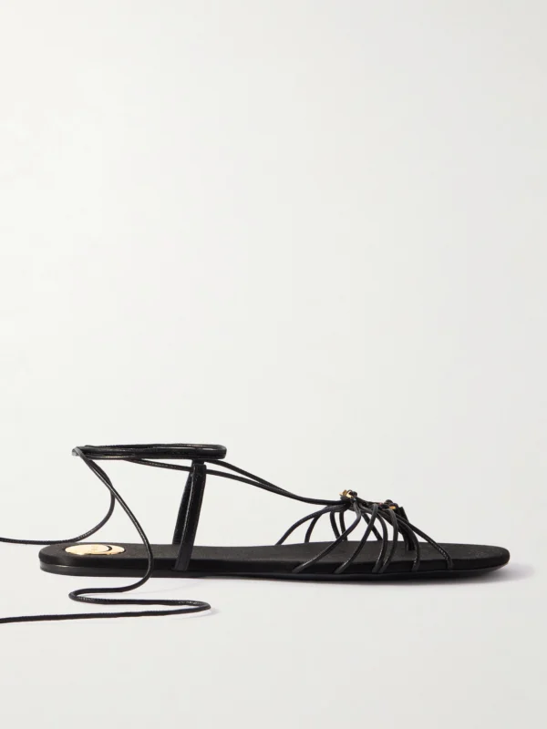 Saint Laurent Babylone Cassandre-embellished Leather Sandals