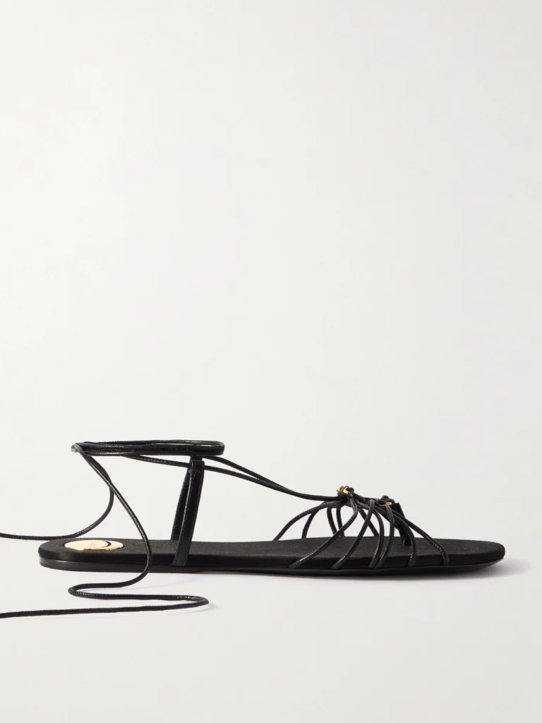 Saint Laurent Babylone Cassandre-embellished Leather Sandals